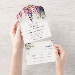 Invitation Tout En Un Wisteria Romantic Garden Party Mariage élégant
