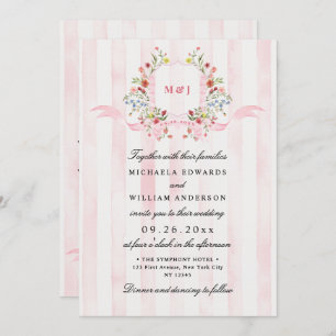 Invitation Tout en une aquarelle Régence Crest QR Mariage