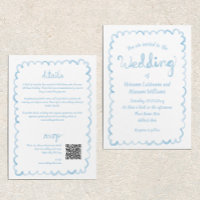 Tout en une main titré bleu clair QR Mariage RSVP
