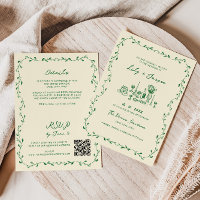 Tout en une main verte dessinée Mariage de code QR