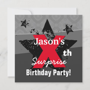 Invitation Tout enfant Année Surprise Anniversaire Charcoal G