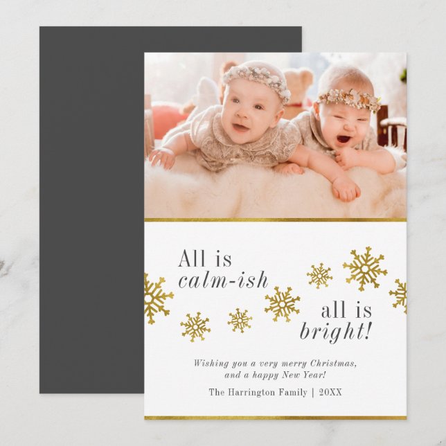 Invitation Tout Est Calme | Photo de Noël drôle personnalisée (Devant / Derrière)