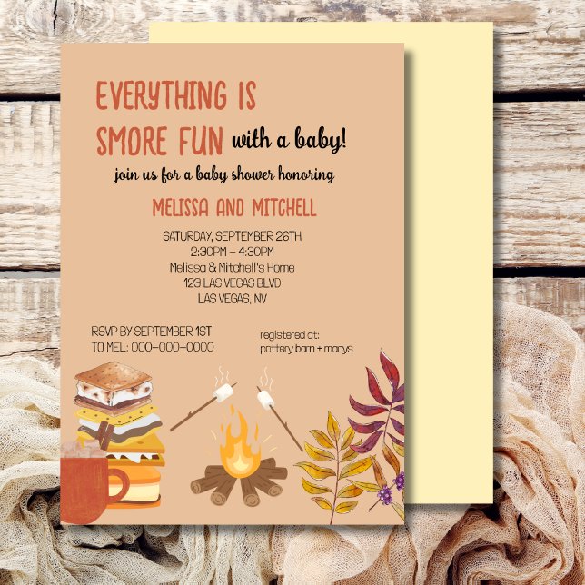 Invitation Tout est plus amusant Baby shower de feu de camp (Créateur téléchargé)