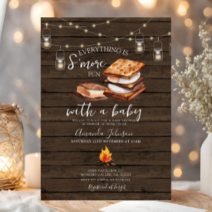 Invitation Tout est plus Amusant Baby shower en bois Invitati