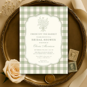 Invitation Tout frais du marché Gingham Enterrement de vie de