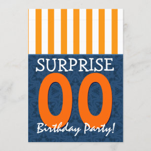 Invitation TOUT modèle orange bleu 2 d'anniversaire de