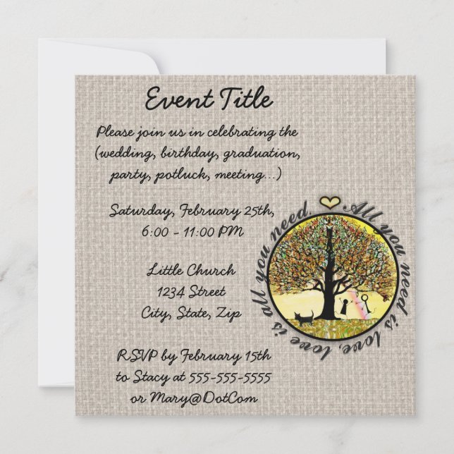 Invitation Tout que vous avez besoin est arbre d'amour de la (Devant)