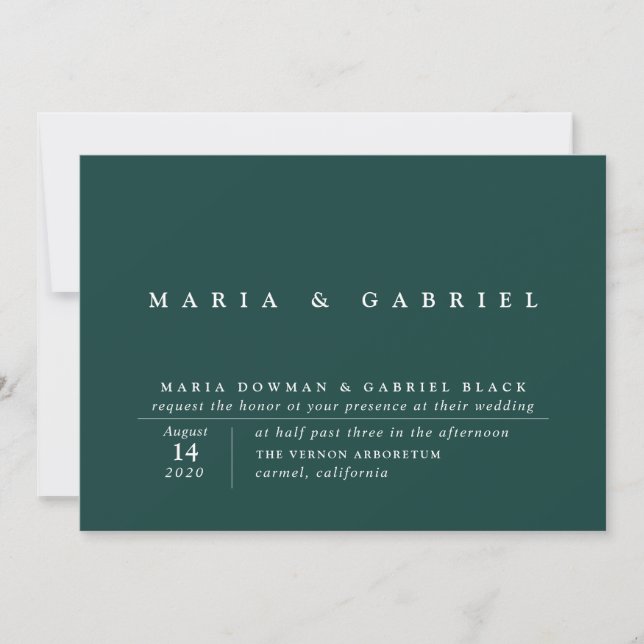 Invitation Tout Simplement Design | Mariage vert Emerald mode (Devant)