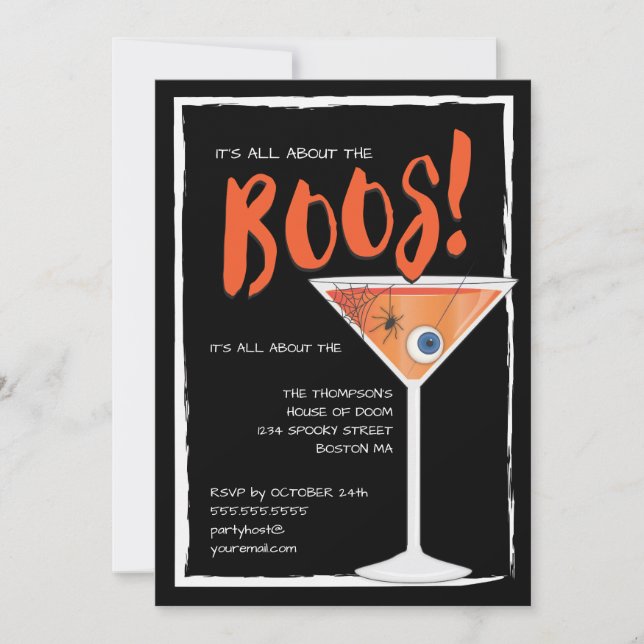 Invitation Tout sur le Boos Funny Halloween Cocktail Party (Devant)