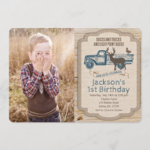 Invitation TOUTE AGE Deer Camion Photo Anniversaire Invitatio