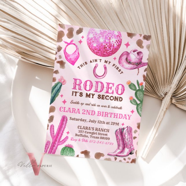 Invitation TOUTE AGE RODEO Cowgirl rose Anniversaire Invitati (Créateur téléchargé)
