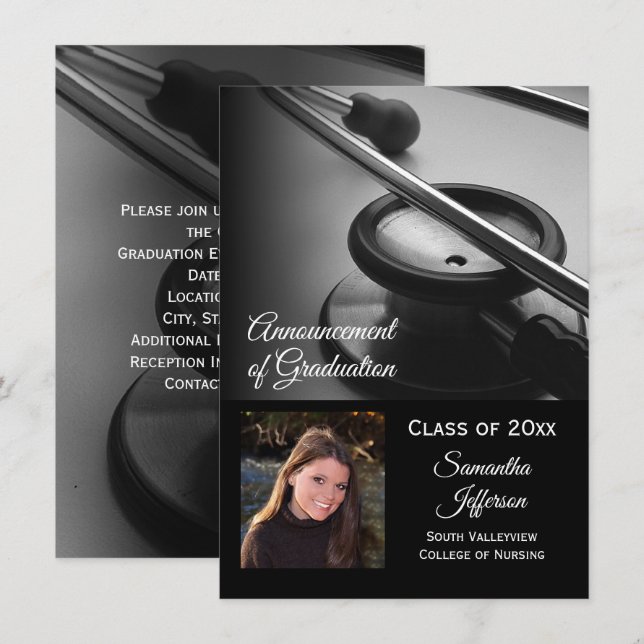 Invitation Toute année - École de médecine, photo de remise d (Devant / Derrière)