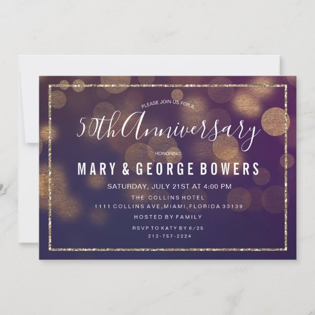 Invitation TOUTE ANNÉE - Mariage Anniversaire Lights Invitati (Devant)