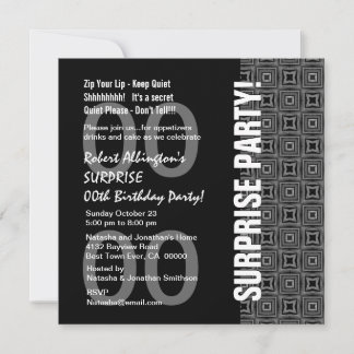 Invitation Toute année Surprise Anniversaire Moderne Black Wh