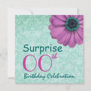 Invitation Toute année SURPRISE Anniversaire Pink Turquoise D