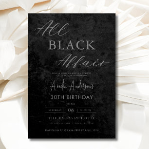 Invitation Toute Black Affair Anniversaire Fête Moderne Éléga