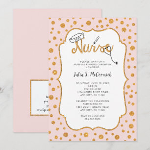 Invitation TOUTE COULEUR Infirmière graduation pinning + faux