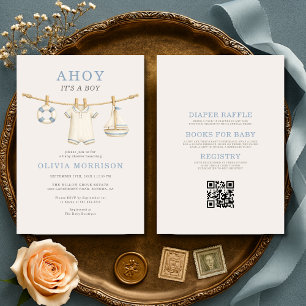 Invitation Toute en une Fête Bébé Garçon : Ohé !