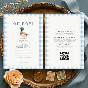 Invitation Toute en une Fête de Bébé Oh Boy Canard Colvert