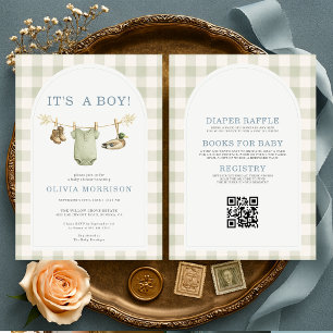 Invitation Toute en une Fête de Bébé pour un Garçon Chasse au