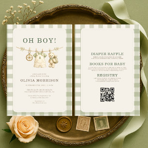 Invitation Toute en une Fête de Naissance Ourson de la Forêt