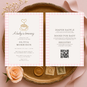 Invitation Toute en une Fille Rose Bébé est en train de Brass