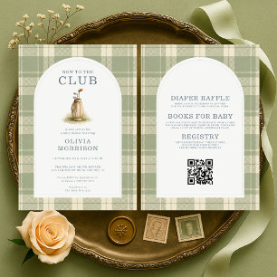 Invitation Toute en Une Nouvelle à la Golf Plaid Baby Shower