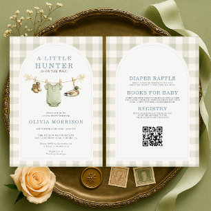 Invitation Toute en une petite chasse gingham Baby Shower