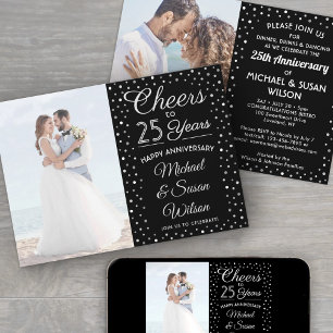 Invitation TOUTE Fête 2 Photos Acclamations Soirée Noir & Bla