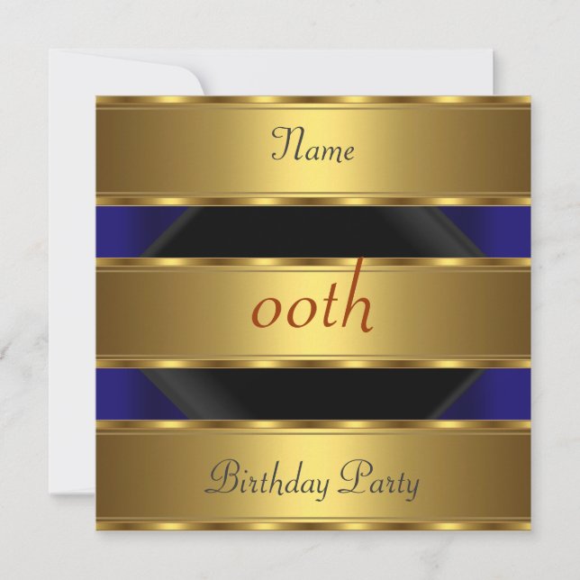 Invitation Toute fête d'anniversaire Gold Black 3 (Devant)