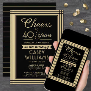 Invitation Toute fête d'anniversaire Téléchargeable Noir et O