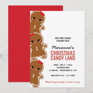 Invitation TOUTE Fille ÂGE NOËL GINGERBREAD fête de la canyla