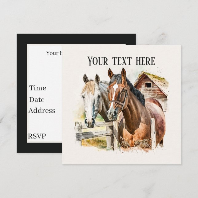Invitation Toute fin Pays cheval parti (Devant / Derrière)