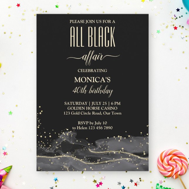 Invitation Toute la fête d'anniversaire de l'affaire noire él (Créateur téléchargé)