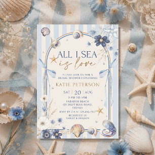 Invitation Toute la mer est amour Coquillages Enterrement de