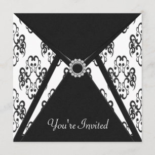 Invitation Toute occasion Black Damask Party