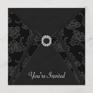 Invitation Toute occasion élégante fête noire