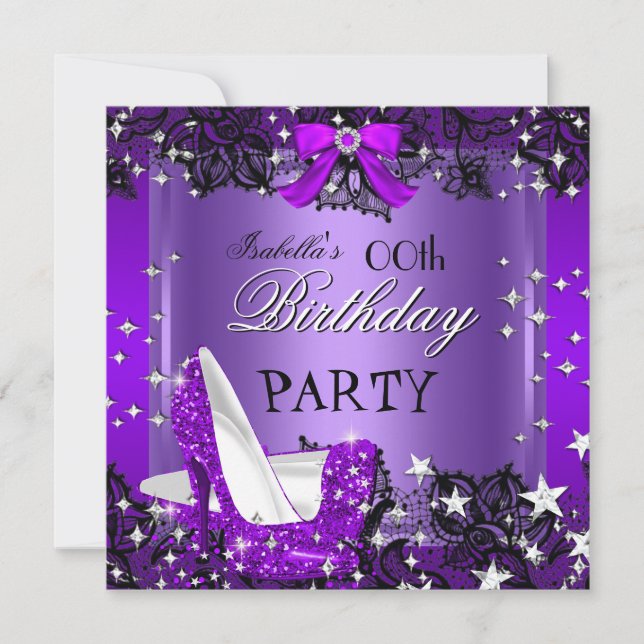 Invitation Toute Occasion Élégante Parties scintillant violet (Devant)