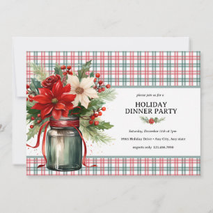 Invitation Toute occasion  Fleurs de Noël  Dîner de fêtes