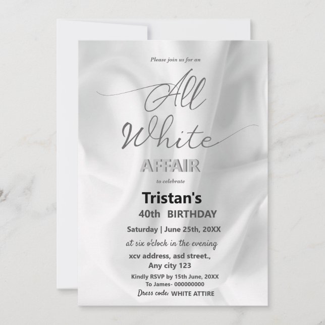 Invitation Toutes les affaires blanches ou la fête (Devant)