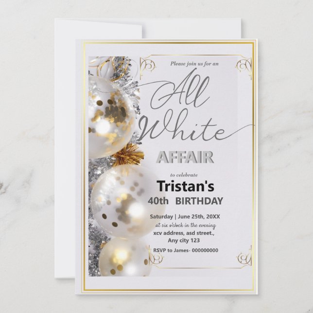 Invitation Toutes les affaires blanches ou la fête (Devant)