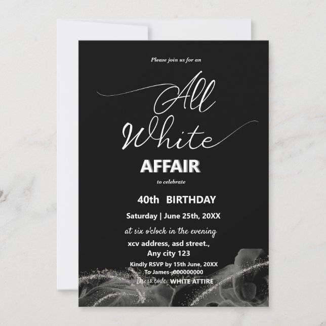 Invitation Toutes les affaires blanches ou la fête (Devant)