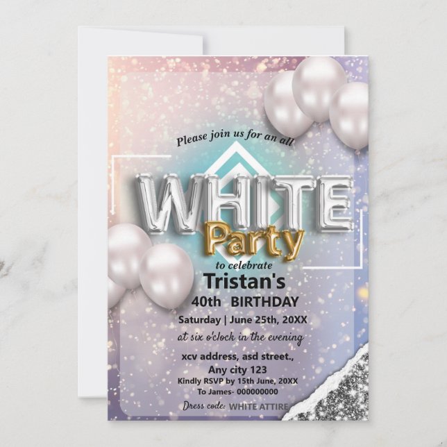 Invitation Toutes les affaires blanches ou la fête (Devant)