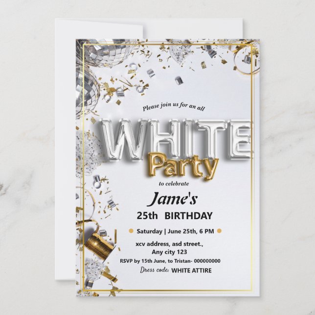 Invitation Toutes les affaires blanches ou l'invitation d'une (Devant)