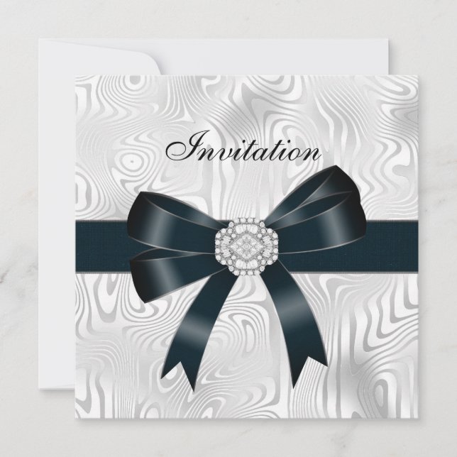 Invitation Toutes les occasions Abstrait Argent bl (Devant)