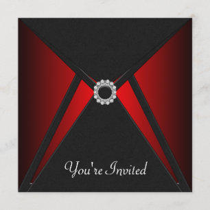 Invitation Toutes les occasions Noir Rouge Modèle d'invitatio