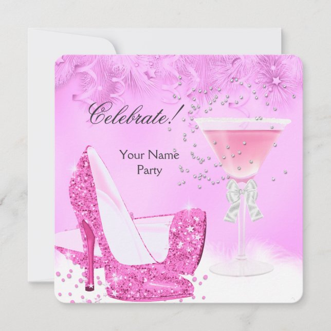 Invitation Toutes les occasions Pink Margarita High Heels Par (Devant)