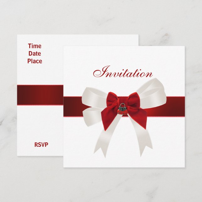 Invitation Toutes les occasions Rouge Blanc Cute B (Devant / Derrière)