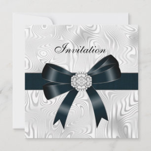 Invitation Toutes Occasions Abstrait Argent blanc 