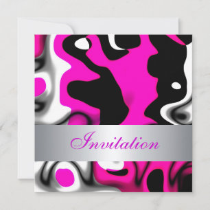 Invitation Toutes Occasions Abstrait Rose Argent